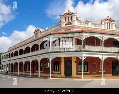 Federation Filigree style Castle Hotel on Avon Terrace and South Street York Western Australia. Stock Photo