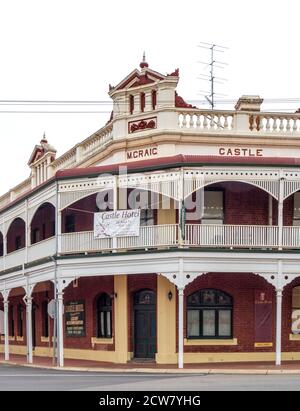 Federation Filigree style Castle Hotel on Avon Terrace and South Street York Western Australia. Stock Photo