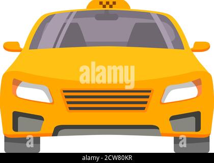 Taxi car. Yellow cab view from front. Stock Vector