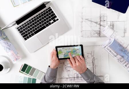 Architect working at desk Stock Photo