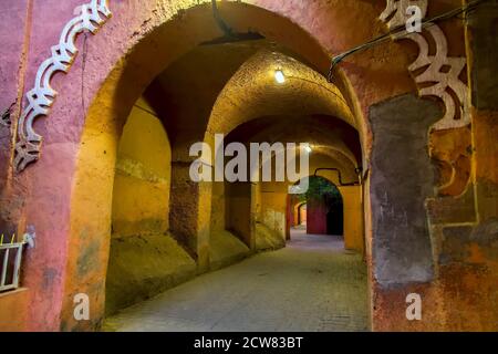 Colourful alley in Marrakesh the Morocco Red Imperial City. Stock Photo