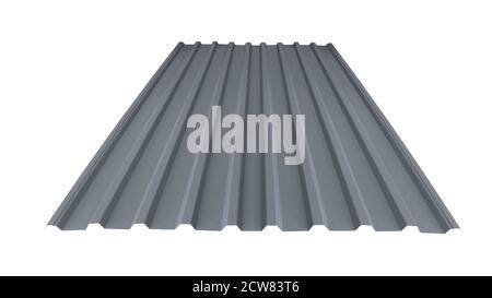 Roof wave ripple profile metal sheet colored wooden texture isolated on white background Stock Photo