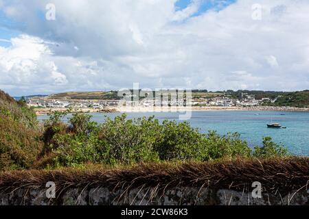 Porthcressa Beach seen from the Garrison, St Mary's, Isles of Scilly Stock Photo