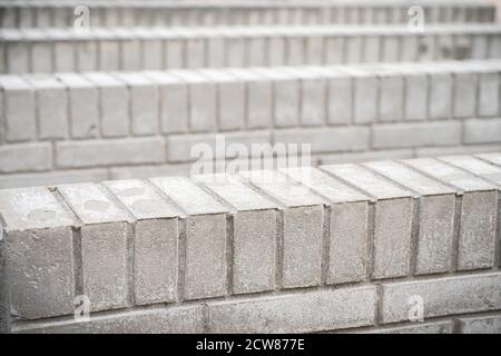 Brick fence pillar column isolated on white background Stock Photo