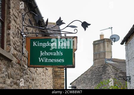 Kingdom Hall of Jehovah's Witnesses sign, Richmond, North Yorkshire, England, UK Stock Photo