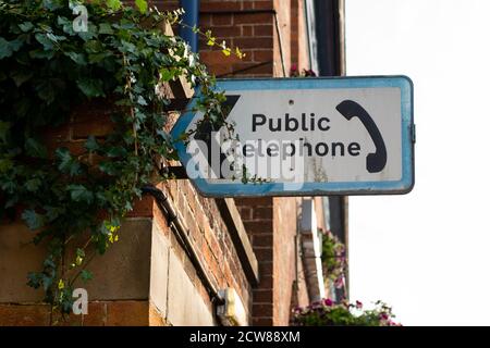 Public Telephone sign, England, UK Stock Photo