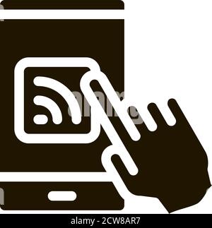 Hand Push Wifi Button Icon Illustration Stock Vector