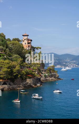 mediterranean landscape in summer by Portofino Italy Stock Photo