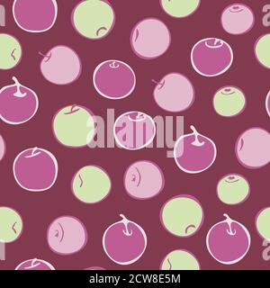 Vector seamless pattern with ripe pink and yellow apples. Fruit background illustration. Concept for fruit store. Stock Vector