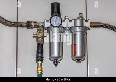 Compressor Barometer high pressure barometer of a pump on white background Stock Photo - Alamy