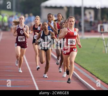 Austin, TX May 10, 2008: Girls compete in the 800-meter run at the Texas high school state championship track meet at the University of Texas at Austin. ©Bob Daemmrich Stock Photo