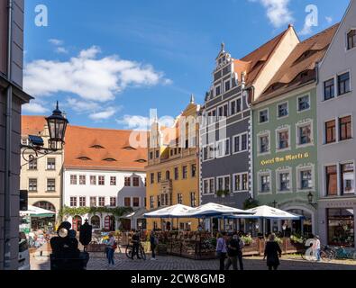 Meissen, Saxony / Germany - 10 September 2020: view of the town square in historic Meissen in Saxony Stock Photo