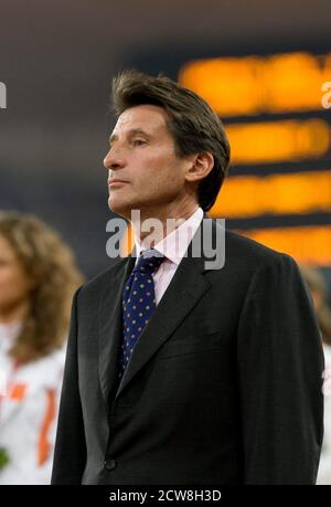 Beijing, China  September 12, 2008: Day six of athletic competition at the 2008 Paralympic Games showing Sir Sebastian Coe, executive director of the London Olympic Organizing Committee who will be responsible for putting together the London Olympics in 2012.  ©Bob Daemmrich Stock Photo
