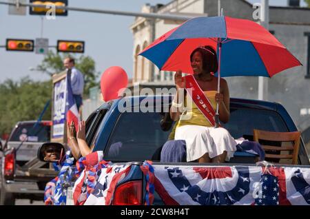 Bastrop, TX June 21, 2008: Parade and festivities at Juneteenth celebration in the historically African-American town of Bastrop, outside Austin. Juneteenth celebrates the day, June 19, 1865 when Union soldiers landed in Galveston, TX announcing the end of slavery and the Civil War to enslaved Texans. ©Bob Daemmrich Stock Photo