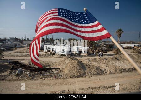 Galveston, Texas  September 25, 2008:  Hurricane storm damage from Hurricane Ike litters the west end of Galveston Island almost two weeks after the Category Four storm hit the barrier island off the Texas coast.  ©Bob Daemmrich Stock Photo