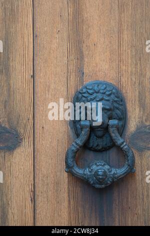 A traditional old spanish wooden doorway. Stock Photo