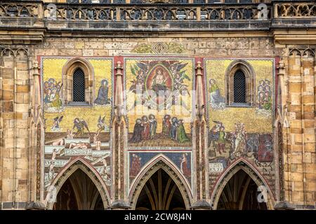 Architectural detail, St. Vitus Church, Prague Castle, Castle Quarter, Prague, Czech Republic Stock Photo