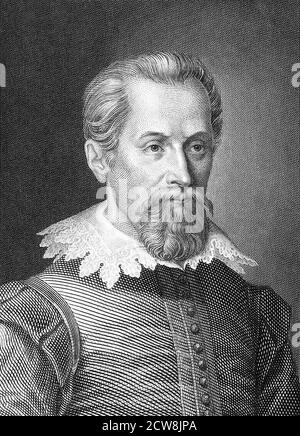 Portrait of  the German Astronomer, Johannes Kepler (1571-1630), 19th century engraving Stock Photo