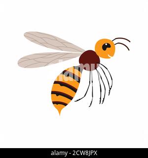 Hornet insect. Vector illustration Isolated on white background. Stock Vector
