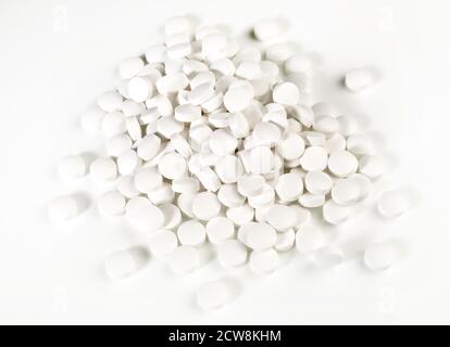 Zinc Pills on white Background Stock Photo