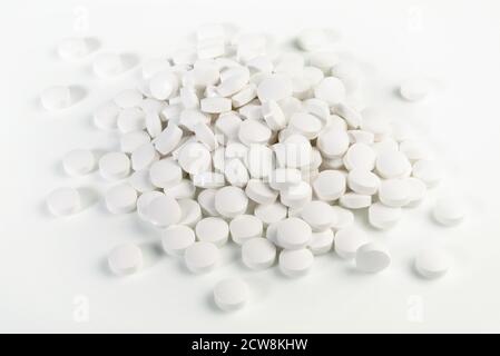 Zinc Pills on white Background Stock Photo