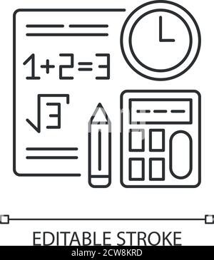 Computational exam pixel perfect linear icon Stock Vector