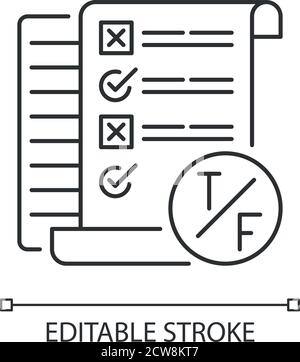 True false test pixel perfect linear icon Stock Vector