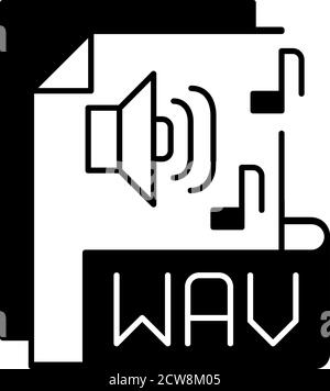 WAV file black linear icon Stock Vector