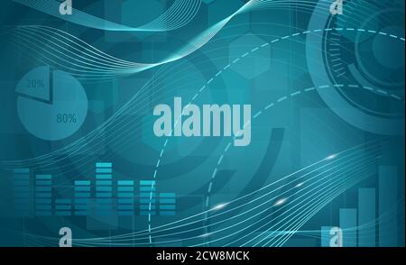 Blue business abstract background with financial graphics Stock Vector