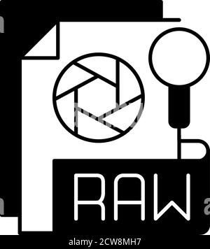 RAW file black linear icon Stock Vector