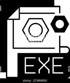 EXE file black linear icon Stock Vector