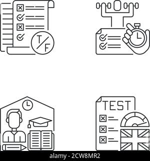 True false test pixel perfect linear icons set Stock Vector