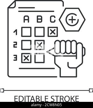 Multiple choice exam pixel perfect linear icon Stock Vector