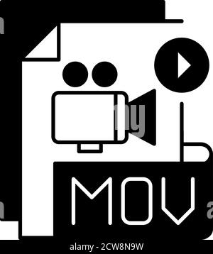 MOV file black linear icon Stock Vector