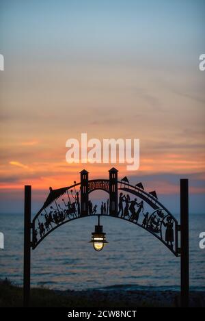 Euclid Beach Park metal archway in ohio Stock Photo