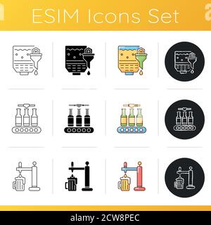 Beer production icons set Stock Vector