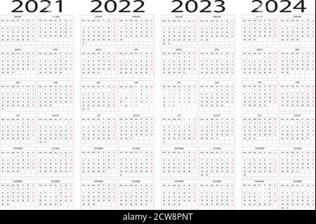 2022, 2023, 2024 year vector calendar in Croatian language, week starts ...