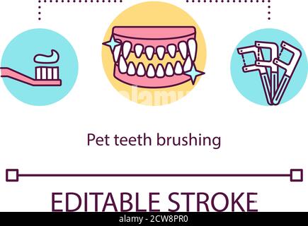 Pet teeth brushing concept icon Stock Vector