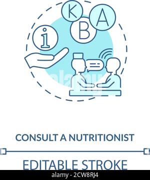 Consultation with nutritionist concept icon Stock Vector