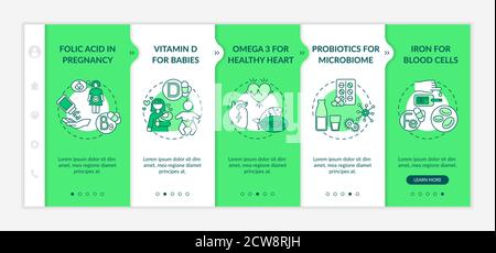 Vitamins and supplements onboarding vector template Stock Vector
