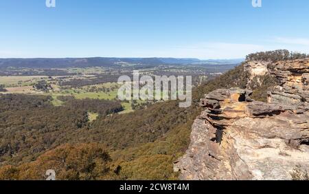 The rocks at Hassans Walls in the Central Tablelands near Lithgow in regional New South Wales in Australia Stock Photo