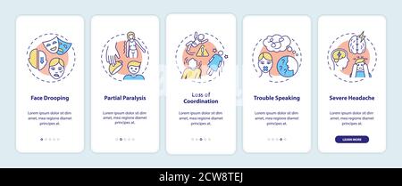 Brain stroke onboarding mobile app page screen with concepts Stock Vector