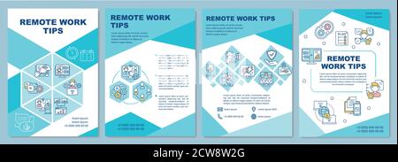 Remote work tips brochure template Stock Vector