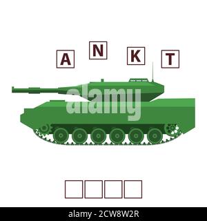 Game words puzzle military tank . Education developing child.Riddle for preschool. Stock Vector
