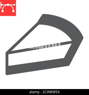 Cheesecake glyph icon, dessert and cake, piece of cheesecake sign vector graphics, editable stroke solid icon, eps 10. Stock Vector