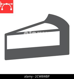 Cheesecake glyph icon, dessert and cake, piece of cheesecake sign vector graphics, editable stroke solid icon, eps 10. Stock Vector
