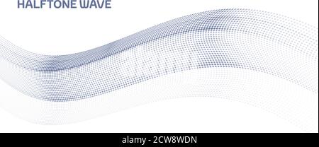 Abstract simple dotted bluish gray wave with halftone effect. Vector graphics Stock Vector