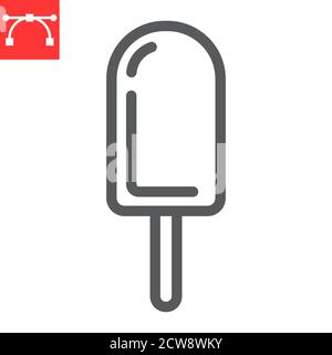 Ice cream on stick line icon, dessert and delicious, chocolote stick ice cream sign vector graphics, editable stroke linear icon, eps 10. Stock Vector
