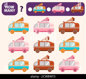 How many counting game with ice cream for kids, educational maths task
