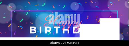 Happy birthday banner. Birthday party background design with confetti on blurry background . vector illustration Stock Vector